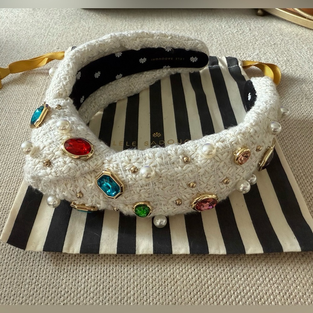 Lele Sadoughi Jeweled Tweed Headband
